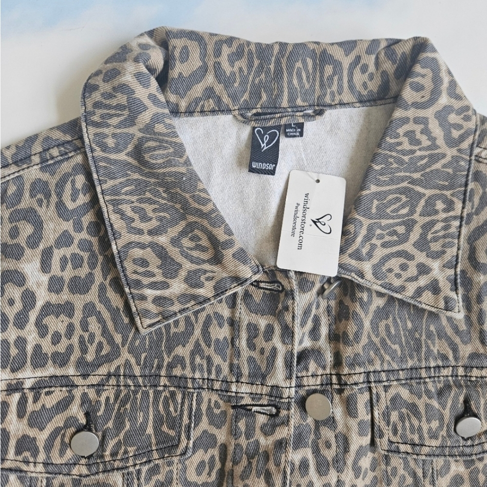 Windsor Leopard Print Denim Jacket - Picture 7 of 11
